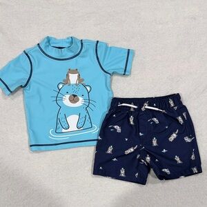 Carter's Blue Otter Rashguard Set 12M